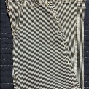 Madewell demin and White Striped Ankle Jeans